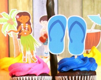 Luau Cupcake Toppers - Etsy