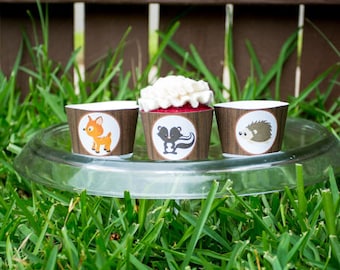 Woodland Cupcake Wrappers – Forest Critters, DIY Party (Digital Download)