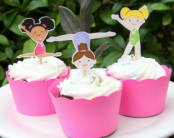 Gymnastics Party Cupcake Toppers - DIY Gymnast Girls Cake Decoration (Print at Home)