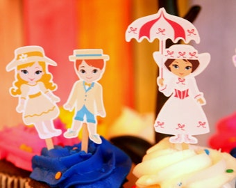 Mary Poppins Cupcake Toppers: Jolly Holiday Party Decor (DIY Printable)