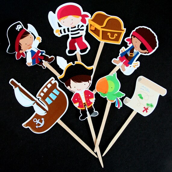 Pirate Party Cupcake Toppers Set of 12 Etsy