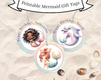 Mermaid Cupcake Gift Tags, Digital Party Decoration, Mermaid Birthday Party, Under the Sea, Printable, Instant Download, M1