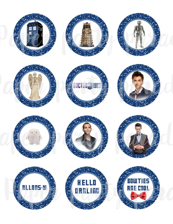 Diy Dr Who Party Cupcake Toppers Gift Tags Tardis Instant Etsy