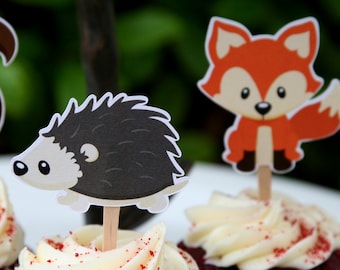 DIY Printable Cupcake Toppers - Woodland Creatures Party- Woodland Baby Shower - Woodland Birthday Party -  Birthday Party-  6 Images
