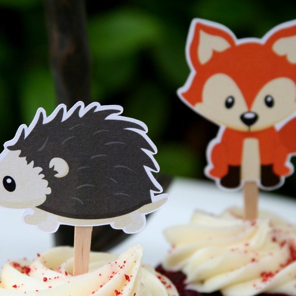 DIY Printable Cupcake Toppers - Woodland Creatures Party- Woodland Baby Shower - Woodland Birthday Party -  Birthday Party-  6 Images