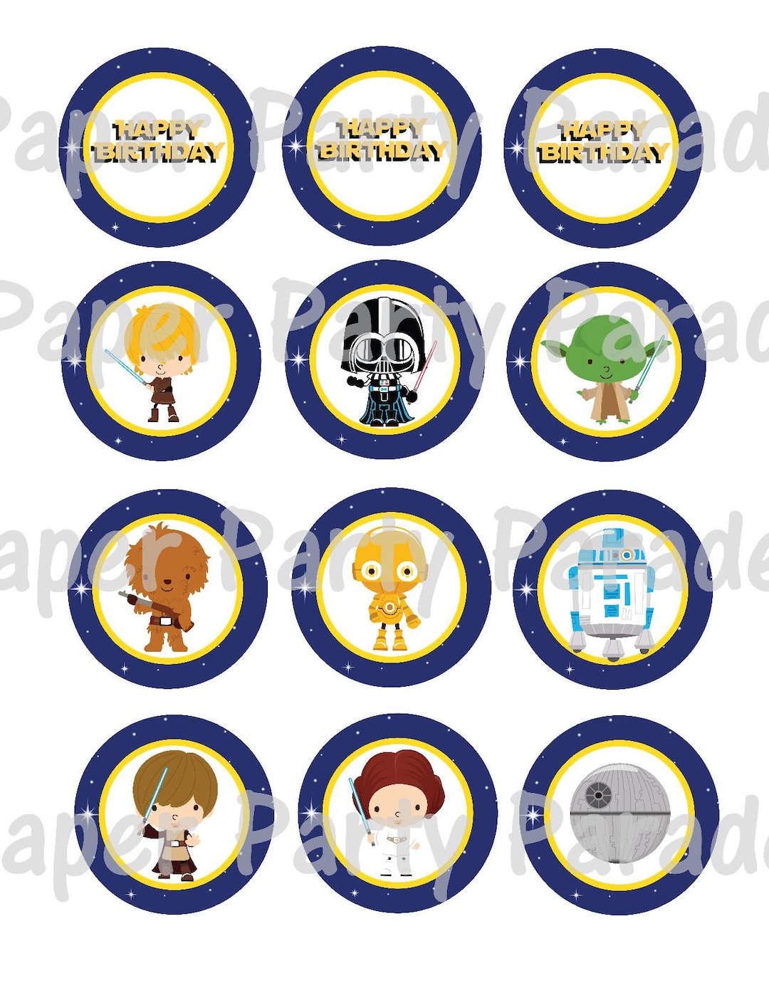 Star Wars DIY Printable Cupcake Toppers Gift Tag - Birthday Party ...