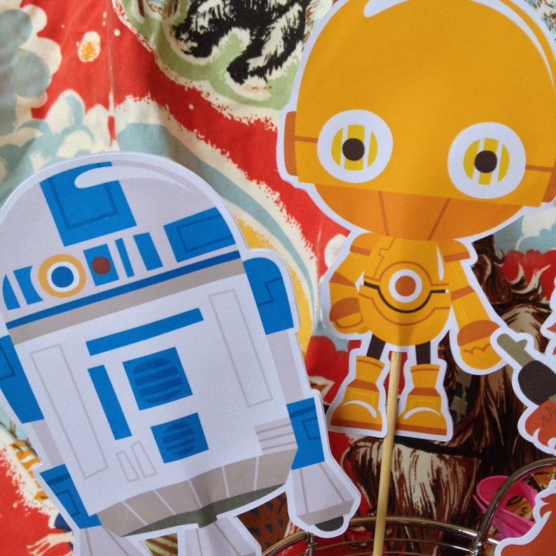 DIY Print at HOME Star Wars Party Centerpiece Sticks Table Topper Birthday Party Baby Shower Skywalker R2D2 C3PO Set of 8 image 5