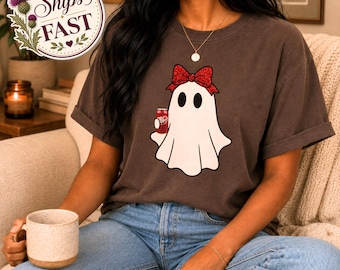 Comfort Colors Dr. Pepper, Coke, Diet Coke Ghost Shirt, Coquette Halloween Tee, Cute Ghost Shirt, Soda Lover Gift, Gift for Friend