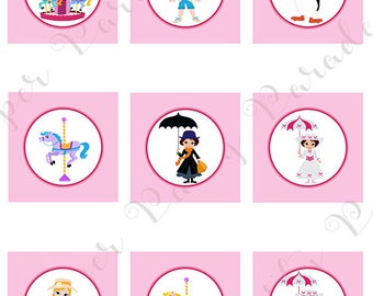 DIY Printable Mary Poppins Gift Tags or Cupcake Toppers - Cake Decoration - Birthday Party Decorations - Mary Poppins Jolly Holiday