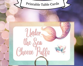 Mermaid Party Table Buffet Cards, Placecard,Digital Party Decoration, Mermaid Birthday Party, Under the Sea, Printable, Instant Download, M1