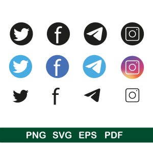 Social media icons bundle, Social Media Svg, Social Media Icons, Icons Svg, Facebook logo svg, Instagram Icon, Transparent icons