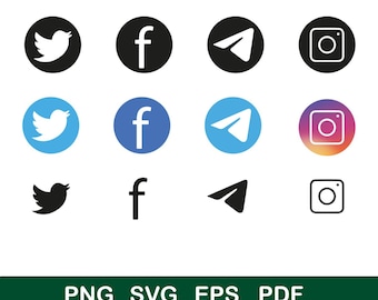 Bundel sociale media-pictogrammen, sociale media Svg, sociale media-pictogrammen, pictogrammen Svg, Facebook-logo svg, Instagram-pictogram, transparante pictogrammen