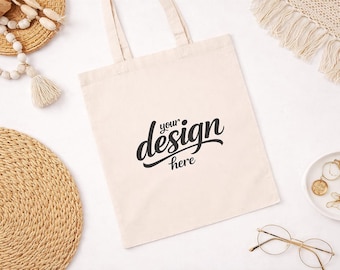 Mockup draagtas, witte canvas draagtas JPG