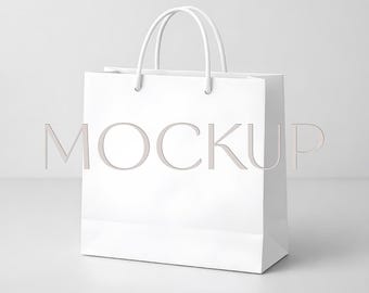 Mockupbundel met 7 witte papieren boodschappentassen JPG, 300 DPI