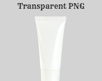 Transparant png-schoonheidsmodel, wit cosmetisch buismodel