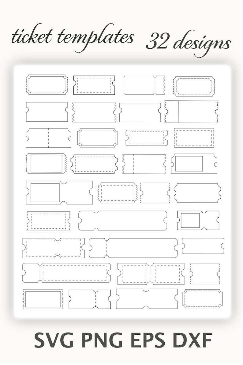 Ticket Templates Bundle | 32 Designs | Svg Png Eps Dxf - Etsy