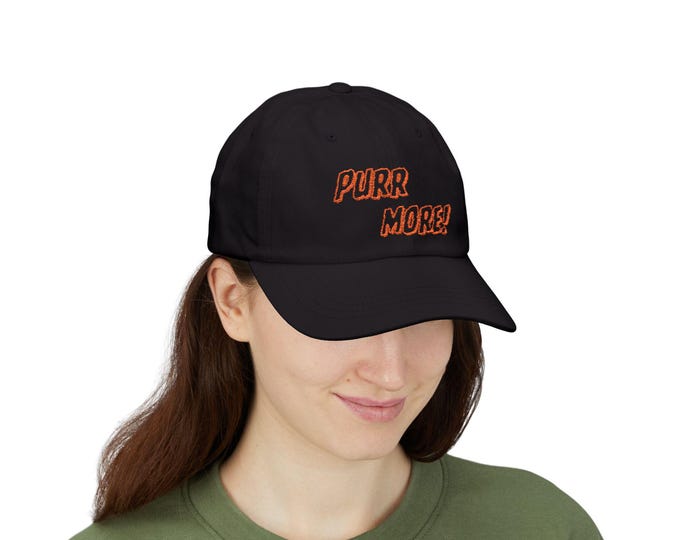 Orange "Purr More" Classic Style Cap