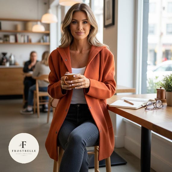 Women’s Long Coat, Autumn Winter Hooded Jacket, Casual Elegant Outerwear, Women's Knitted Hooded Coat, Plus Size Coat for Women,
