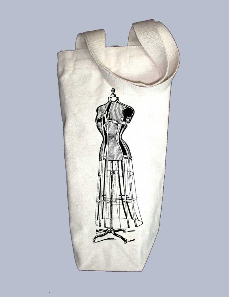 Fun Vintage Dress Form ANY COLOR Illustration Canvas AlcoholWine Gift Bag