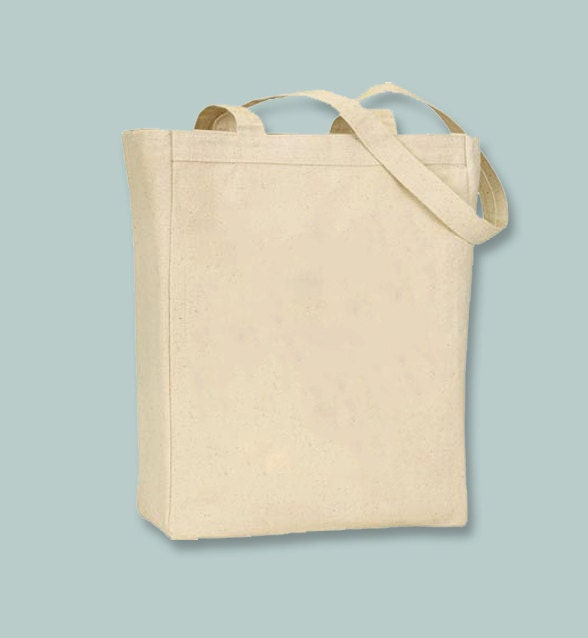 YOUR DESIGN (or ours) heat transferred standard 11x14x5 Canvas tote w…