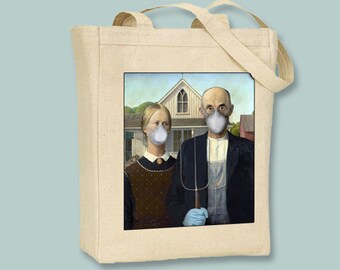 American Gothic Co-Vid 19 BLACK or NATURAL Canvas Tote - Selection of Sizes Available