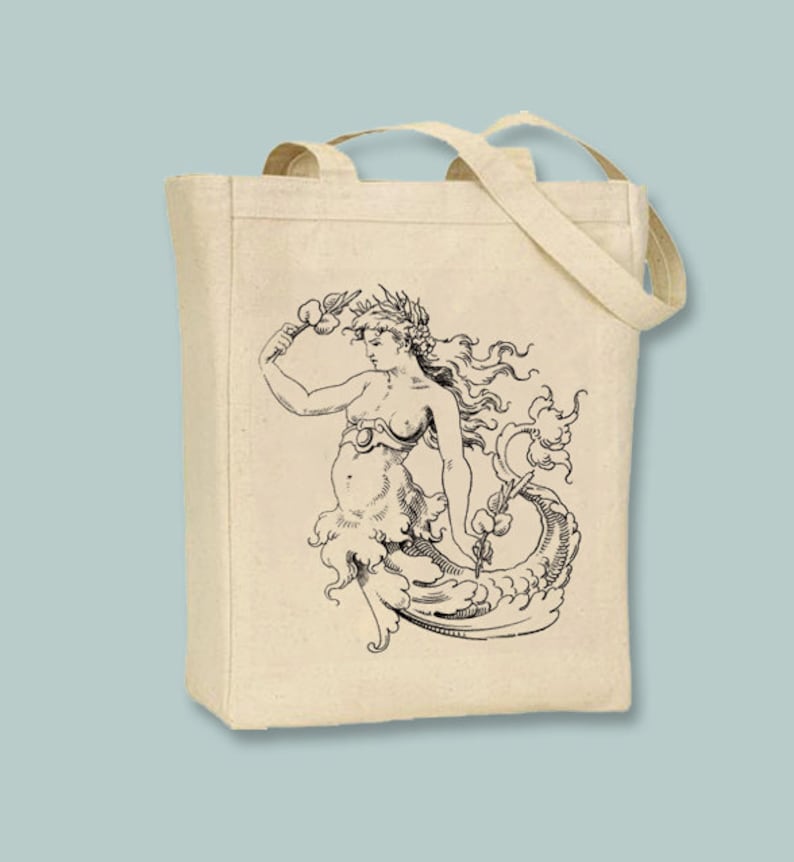 Gorgeous Mermaid Drawing Canvas Tote Selection of sizes available