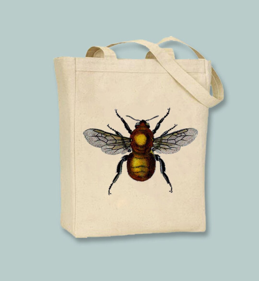 Vintage Golden Bee Illustration on Canvas Tote Selection of - Etsy