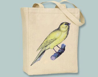 Gorgeous Vintage Canary Illustration Canvas Tote -- Selection of sizes available