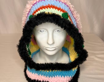 Crochet Hood- Rainbow Mind