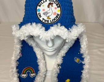 Crochet Beanie- Silly Goose on the Loose “Blue Dreams”