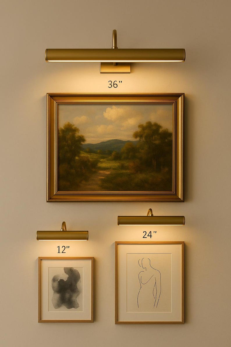 Solid Brass Picture Light – Gallery Wall Art Lamp, Plug-In/Hardwired image 10