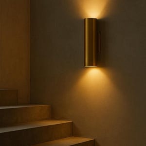 messing wandkandelaar massief messing cilinderlicht