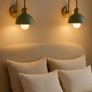 brass wall sconce sage green adjustable plug in wall lamp