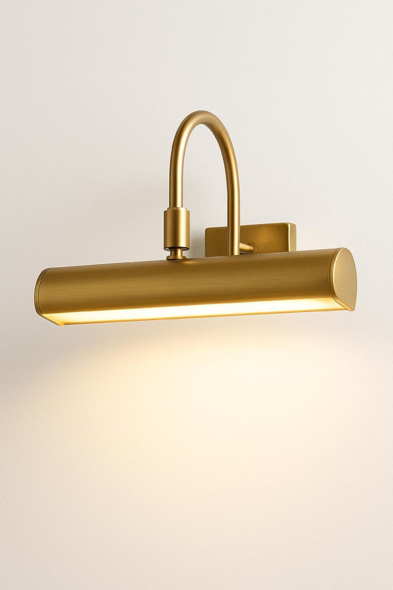 Solid Brass Picture Light – Gallery Wall Art Lamp, Plug-In/Hardwired image 2