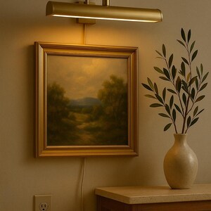 Solid Brass Picture Light – Gallery Wall Art Lamp, Plug-In/Hardwired image 4