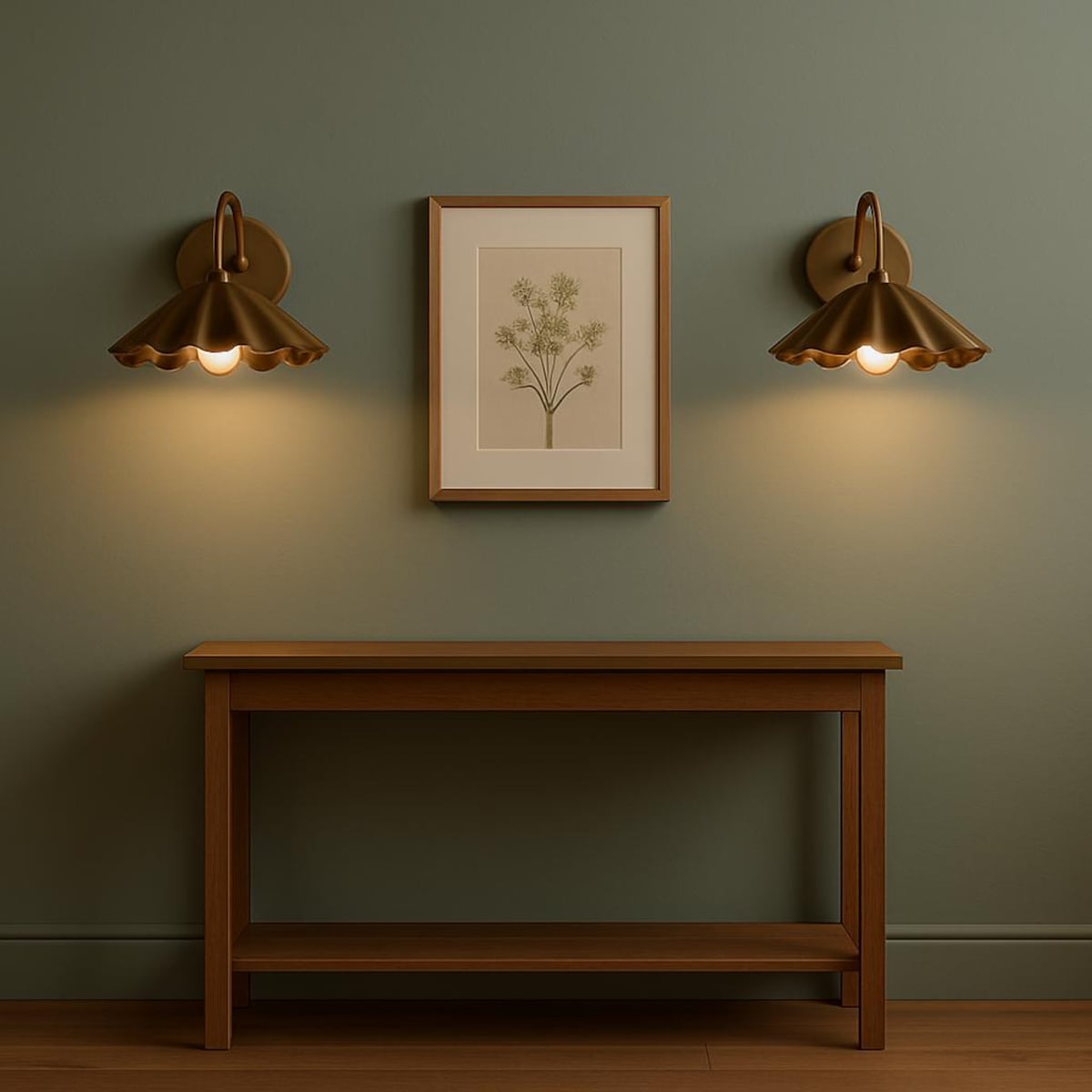 Handmade Brass Ruffle Shade Wall Sconce