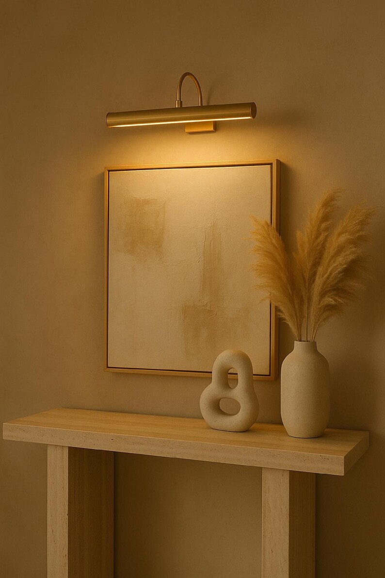 Solid Brass Picture Light – Gallery Wall Art Lamp, Plug-In/Hardwired image 3