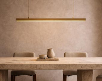 lineare Pendelleuchte aus Messing, minimalistischer Speiseleuchter