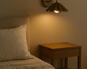 Ruffle Shade Light Brass Sconce, Aged Finish, Plug In