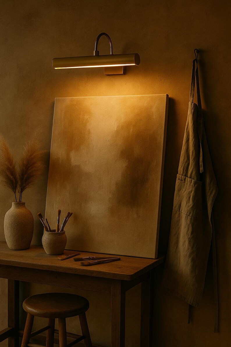 Solid Brass Picture Light – Gallery Wall Art Lamp, Plug-In/Hardwired image 7