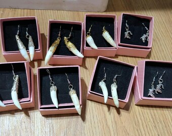 Genuine Alligator Tooth Earrings, Taxidermy Jewelry, Edgy Boho Accessories
