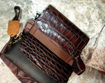 Handgjord Louisiana Alligator Leather Wristlet | Exotisk Gigator Hide Crossbody-väska