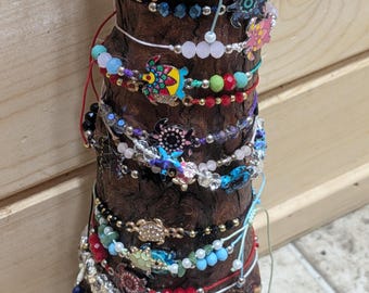 Handknuten kustberlockarmband | Havssköldpadda, sjöstjärna, ankare (justerbar passform)