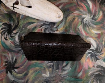 Handcrafted Alligator Roper Wallet, Tall Bifold, Western Leather, Louisiana Alligator Hide