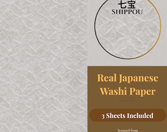 Japanese Washi Paper Sippou Pattern Pearl grey, Traditional Wave Digital Background, Printable Scanned Washi, 300 DPI, Instant Download