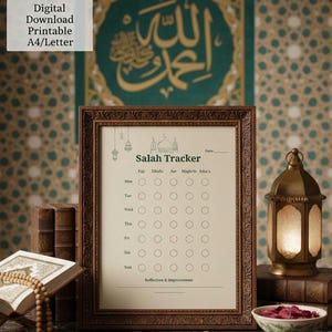 Islamisk bönelogg, utskrivbar bönelogg, islamisk böneschema (digitala nedladdningar)