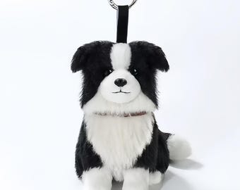 Border Collie Plush Keychain Cute Dog Plush Toy Realistic Dog Stuffed Animal Soft Puppy Plush Bag Charm Gift for Dog Lovers