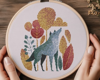 ウルフミニクロスステッチ縫製刺繍パターン野生動物野生動物ギフト