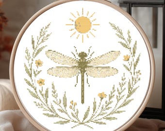 Dragonfly Cross Stitch Pattern PDF – 151x151 Stitches
