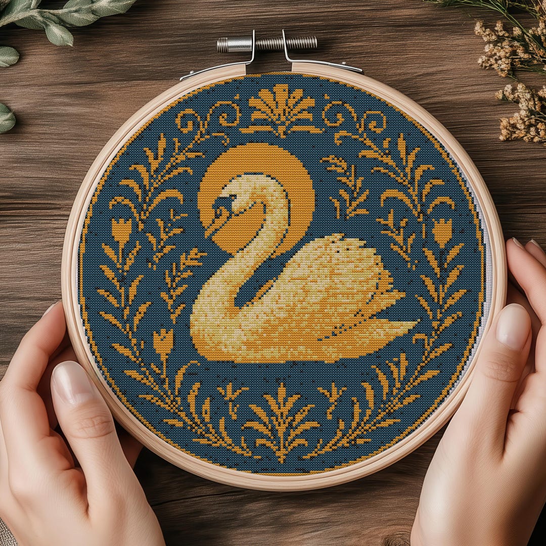 Art Nouveau Swan Cross Stitch Pattern – 175x175 Stitches – PDF - Etsy
